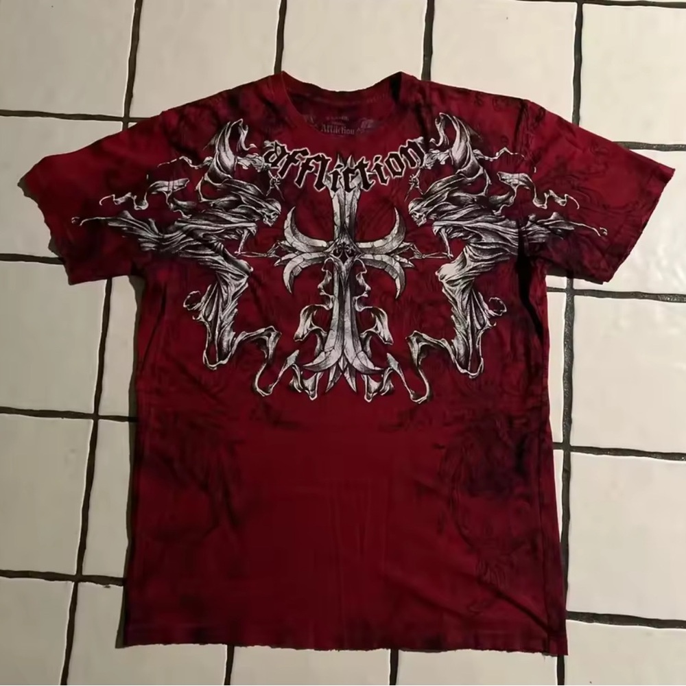 Y2K Men's Red Graphic Short Sleeve Tee
